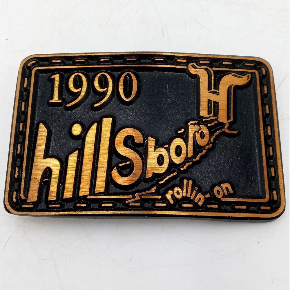 Rollin On Belt Buckle 1990 Vintage Hillsbro KS Trailer DynaBuckle Solid Brass Tr